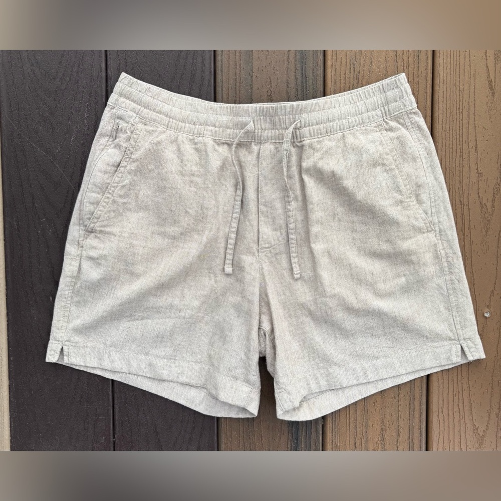 Abercrombie & Fitch Neutral Tan Drawstring Linen Shorts